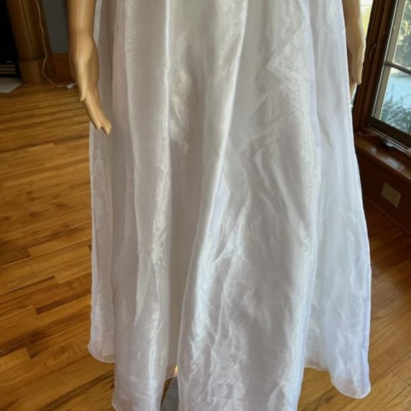 *LA Glo White Beaded Satin Strap X Back Bead Wedding Dress Bridal Gown Size 5 6 - Picture 12 of 13